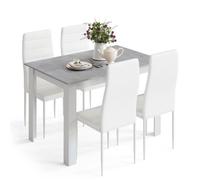 Mondeer table à manger avec 4 chaises, ensemble table et chaise pour salle à manger, contemporain, 120x80x75 cm,Gris et Blanc