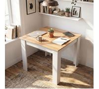 Mondeer Table à Manger Carrée pour 2-4 personnes, Moderne, Pour Salle à Manger/Salon 80L x 80l x 75.5H cm, chêne rouge et blanc