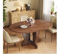 Mondeer Table à Manger Extensible Ronde pour 4-8 Personnes avec Rangement Caché,Design Plateau en Bois Noyer et Base en X,110-150 cm
