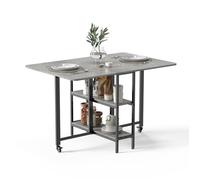Mondeer Table à manger pliante mobile Table de cuisine multifonctionnelle pour 4-6 personnes 120 x 80 x 75 cm - Gris