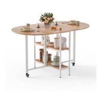 Mondeer Table à manger pliante mobile Table de cuisine multifonctionnelle pour 4-6 personnes 140 x 80 x 75 cm - Chêne