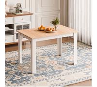 Mondeer Table à Manger Rectangle pour 6 personnes, Moderne, Pour Salle à Manger/Salon 138L x 90l x 75H cm, Chêne et Blanc