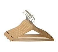 MONDEX M-HOME Lot de 6 Cintres galbés en bois vernis avec barre et encoches - 45 cm