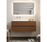MONDIAZ VICA Ensemble de meuble salle de bain - 120cm - 2 tiroirs - lavabo Cloud gauche - 0 trous de robinet - solid surface rouille NV76341757