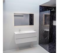 MONDIAZ VICA Ensemble de meuble salle de bain - 120cm - 2 tiroirs - lavabo Cloud gauche - 1 trou de robinet - solid surface talc PC75341077