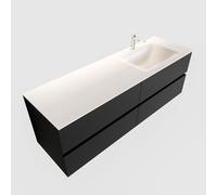 MONDIAZ VICA Ensemble de meuble salle de bain - 150cm - 4 tiroirs - lavabo Cloud à droite - 1 trou de robinet - solid surface urban PC75341546