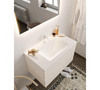 MONDIAZ VICA Ensemble de meuble salle de bain - 80cm - 2 tiroirs - lavabo Cloud au centre - 1 trou de robinet - solid surface lin NV76341547