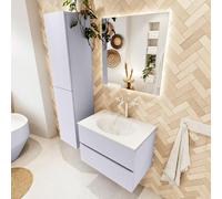 Mondiaz VICA Ensemble meuble de salle de bains - 70cm - cale - 2 tiroirs - Lavabo MOON - central - 1 trou de robinet - couleur talc - version XL 60cm de haut VICA70Cal2LM1MOTal-XL60