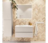 MONDIAZ VICA Ensemble meuble de salle de bains - 80cm - meuble bas linen - 2 tiroirs - vasque cloud au centre - sans trous de robinet - version haute 60cm - talc VICA80Lin2LM0CLTal-XL60