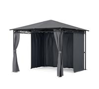 Mondo Pavillon de jardin avec auvent 295x262x295 acier polyester gris