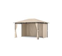 Blumfeldt Mondo Pergola 3x4m avec structure métallique et Pavillon 4 parois polyester 160 g Résistant aux intempéries Beige