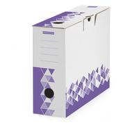 MONDOFFICE Boîte archives montage automatique en carton - Dos 10 cm - Blanc / Violet - Lot de 10