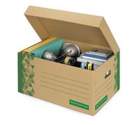 MONDOFFICE Caisse archives carton recyclé - Kraft / Vert - Lot de 10