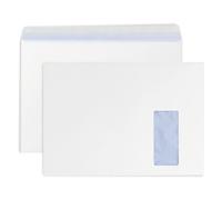 MONDOFFICE Enveloppe blanche C4 229 x 324 mm 90g fenêtre 50 x 100 mm - autocollante bande protectrice - Lot de 250