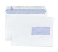 MONDOFFICE Enveloppe blanche C5 162 x 229 mm 80g fenêtre 45 x 100 mm - autocollante bande protectrice - Lot de 500
