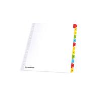 MONDOFFICE Intercalaires numériques A4+ en bristol blanc - 12 divisions couleur