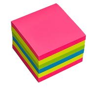 MONDOFFICE Notes repositionnables sticky 76 x 76 mm - Assorties Néon - Lot 6 blocs de 100 feuilles