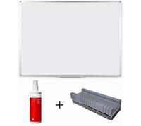 MONDOFFICE Pack Tableau blanc émaillé - L.150 x H.100 cm Magnétique - Spray nettoyant + Brosse Effaceur offerts