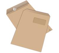 MONDOFFICE Pochette kraft brun Arès C4 229 x 324 mm 90g fenêtre 50 x 100 mm - autocollante - Lot de 250