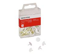 MONDOFFICE Punaises tête plate blanche en plastique -Boîte de 120