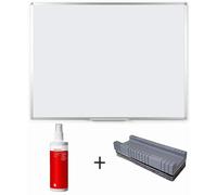 MONDOFFICE Tableau blanc émaillé - L.120 x H.90 cm Magnétique - Spray nettoyant + Brosse Effaceur offerts