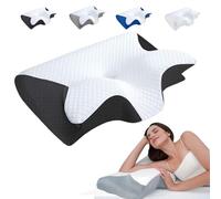 mondpfote Coussin orthopédique pour apnée du sommeil, coussin ergonomique en mousse à mémoire de forme respirant avec masques de sommeil bloquant la lumière, bouchons d'oreilles pour les côtés, le dos