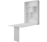 Mondrian - table murale rabattable avec rangements - 4 personnes - Blanc