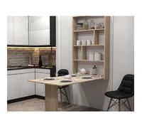 Mondrian - table murale rabattable avec rangements - 4 personnes - Bois