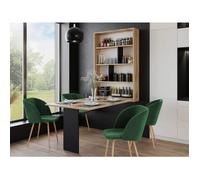 Mondrian - table murale rabattable avec rangements - 4 personnes - Noir / Bois