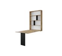 Mondrian - table murale rabattable avec rangements - 4 personnes - Noir / Bois