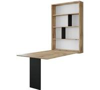 Mondrian - table murale rabattable avec rangements - 4 personnes - Noir / Bois