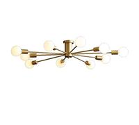 MONDSKL Plafonnier moderne à 6 lumières, lustre Spoutnik vintage en métal du milieu du siècle, plafonnier semi-encastré, luminaire pour ferme, salon, salle à manger, doré, 10 t