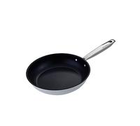 Moneta Accordo Inox, Poêle à Induction à Revêtement Extérieur Anti-Adhésif et Anti-Rayures en Acier Inoxydable Brossé, Convient à Toutes les Plaques de Cuisson, Passe au Lave-Vaisselle, 20 cm
