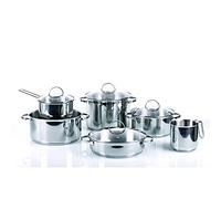 Moneta Allegro Inox Set de 10 Poêles et Casseroles, Acier Inoxydable Résistant, Convient à Toutes les Plaques de Cuisson, Lavable au Lave-vaisselle, Ensemble de 10 Pièces de Cuisson