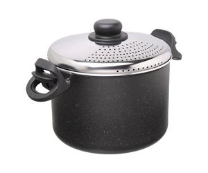 Moneta Etnea, 4 l, rond, aluminium, noir, aluminium, pierre d'Artech, céramique, gaz, halogène, plan de cuisson scellé