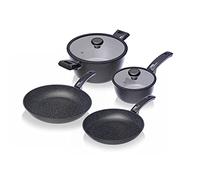 Moneta Etnea Essential Set de 4 Casseroles et Poêles, revêtement anti-adhésif et anti-rayures surface en pierre, Lavable au lave-vaisselle