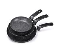 Moneta Etnea Set de 3 poêles à induction, revêtement anti-adhésif et anti-rayures, tous feux, Lavable au lave-vaisselle, 20, 24, 28 cm, 3 pièces