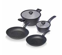 Moneta Etnea set de cuisson, 6 pcs., poêle, casserole, poêle à frire, casserole à manche, couvercle, aluminium / verre, 0018656532