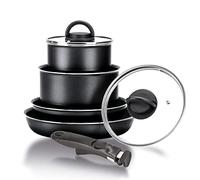 Moneta Gea Minispace Batterie 6 pièces avec poignée amovible, aluminium 100% recy alement pour induction. Fabriqué en Italie