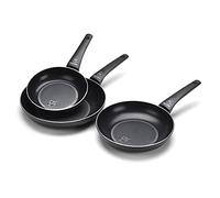 Moneta Recy Set de 3 poêles à induction, Surface en matériau recyclé, revêtement anti-adhésif et anti-rayures, tous feux, Lavable au lave-vaisselle, 20, 24, 28 cm, Set de 3 poêles