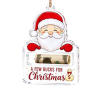 Money Holder Ornaments for Christmas Tree Santa Snowman Elk Angel Decor | 6.1x3.93x0.07 Inch Compact Size, 2D Flat Acrylic Material, Integrated Cash Slot Feature, Santa Elk & Angel Designs, M