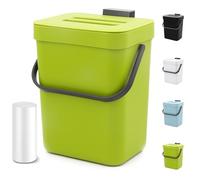 MONGTINGLU Poubelle à compost pour comptoir de cuisine 5 L à suspendre avec couvercle, poubelle sous l'évier, seau à compost d'intérieur, avec couvercle (vert citron)