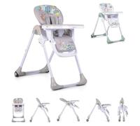 Moni chaise haute Muffin pliable, harnais de sécurité 5 points, dossier réglable, coloris:gris