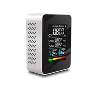Moniteur de qualité de l'air 5 en 1 Détecteur de CO2 intérieur Formaldéhyde HCHO TVOC Testeur LCD Testeur d'humidité de la température Alarme Compteur de CO2 , Localisation PréCise Des Fuites(blanc)