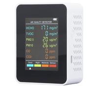 Moniteur de qualité de l'air avec écran LCD, mesurant le CO2, les TVOC, le formaldéhyde (HCHO), les particules fines PM2.5 et PM10, avec alerte (blanc)