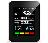 Moniteur de qualité de L'air Intérieur, Détecteur de Dioxyde de Carbone Portable CO2 à Piles 5 en 1 HCHO TVOC Temp Humi Meter pour la Maison, la Tente de Culture, la Cave à Vin,