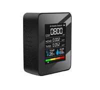 Moniteur de Qualité de l'Air, Moniteur de qualité de l'air 5 en 1, détecteur de CO2, température, humidité, compteur de CO2(Zwart)