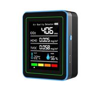 Moniteur de Qualité de l'Air, Moniteur de qualité de l'air 5 en 1, détecteur de qualité de l'air intérieur, testeur de formaldéhyde, compteur de CO2(Zwart)