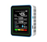 Moniteur de Qualité de l'Air, Moniteur de qualité de l'air 5 en 1, détecteur de qualité de l'air intérieur, testeur de formaldéhyde, compteur de CO2(blanc)