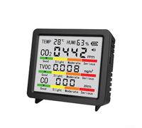 Moniteur de qualité de l'air portable avec écran LCD de 4" pour détection de température et d'humidité Hcho Tvoc Noir